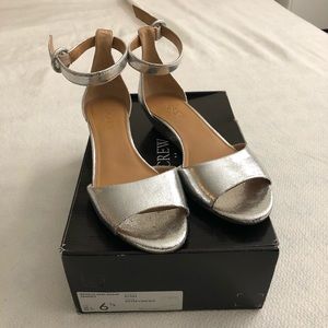 J CREW METALLIC DEMI-WEDGE SANDALS
